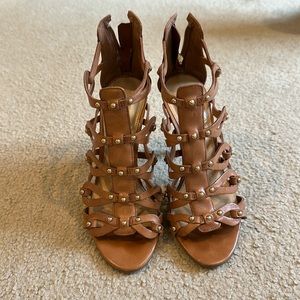Ivanka Trump gladiator heels 5.5 tan leather